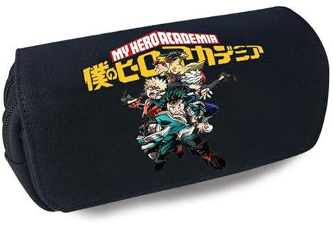 Anjinguang My Hero Academia Federmäppchen, Anime MHA, großes Federmäppchen mit doppeltem Reißverschluss, Segeltuch, für Kinder, Schule, Schreibwaren, Aufbewahrungstasche, Stiftebox für Studenten,