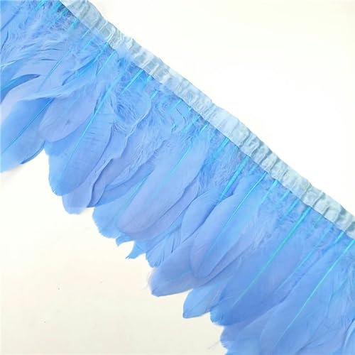 Adornos de plumas de ganso de 2 metros, decoración para fiesta de boda, flecos para ropa, plumas de macramé, cintas de plumas de colores para manualidades, azul claro