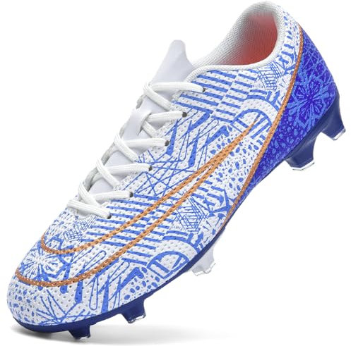 LECYGNB Fußballschuhe Herren Spike Microfaser Cleats Kunstrasen Fussballschuhe Professionelle Jugendliche Athletics Trainingsschuhe Outdoor Sport Fußball Stiefel Weiß EU 43