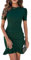 RPAEOY Vestito Donna Eleganti Manica Corta Orlo a Volant Midi Bodycon Abito con Spacco Vintage Tubino per Cocktail Cerimonia Festa Ufficio Verde L