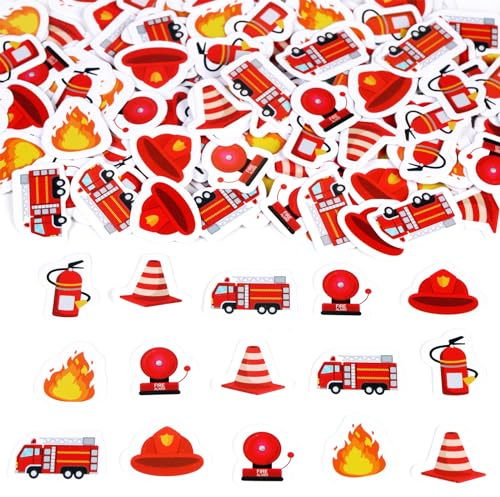 Cheereveal 200 Stück Feuerwehrauto Party Konfetti für Jungen - Roter Feuerwehrmann Desserttisch Scatters, Feuerwehrmann Geburtstagsfeier Babyparty Tischdekorationen