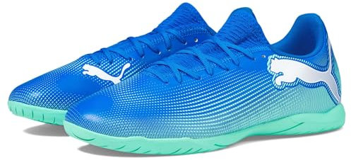 PUMA Men's Future 7 Play Indoor Trainer Soccer Shoes Sneaker, Hyperlink Blue-mint-white, 44 EU