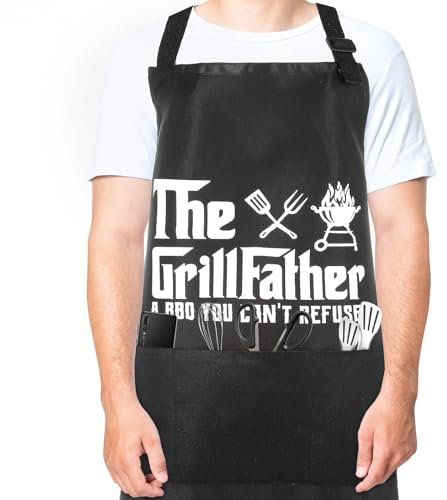 Nogeqi Schürze Herren, Mann Geburtstag Geschenkideen Grillschürze, Lustig Kochschürze Männer, Schürzen Küchenschürze Herren Grill Geschenke Vater Wasserdicht Mit 3 Taschen Verstellbarem Nackenband