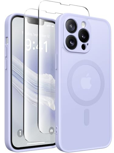 CAPRARO Custodia magnetica per iPhone 13 Pro, compatibile con MagSafe, protezione completa della fotocamera, antiurto, sottile, per donne e ragazze, custodia opaca traslucida per iPhone 13 Pro, lilla