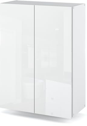 MRBLS Badezimmerschrank (Weiß Matt - Weiß Glanz) - Hängeschrank Für Bad - Schrank Hängend - Wandschrank - 60 x 80 x 30 cm (B/H/T)