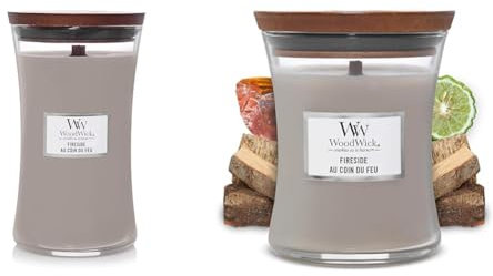 Woodwick Scented Candle, Fireside Large & Medium Hourglass Candles, Crackling Wick, Up to 130 & 60 Hour Burn Time