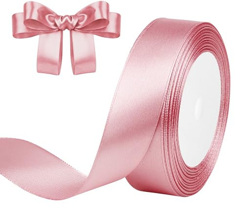 Ruban de Satin Doré Rose 25mm x 23m Doré Rose Ruban Cadeau Ruban de Satin pour L'emballage de Cadeaux, Bricolage, Couture, Décorations de Mariage, Décorations de Noël