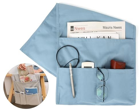 KICPUK Sofa Kleine Aufbewahrungstasche,Magazin Fernbedienung BüCher Zeitschriften Platzsparend Doppelseitige Canvas Sessel HäNgende Organizer Mit Mehreren FäChern für Sofa,Stuhl Sessel Tasche(Blau)
