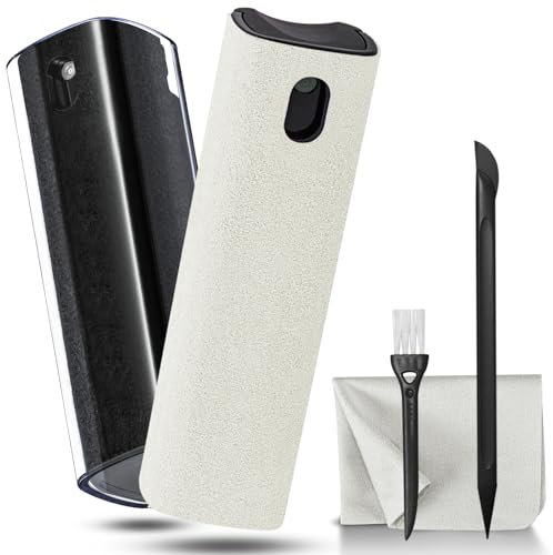 walrfid Lot de 2 nettoyeurs d'écran d'ordinateur portable en spray et lingette pour iPad, iPhone, téléphone portable, moniteur, MacBook Pro, écran de voiture, tablette, TV, Kindle, noir crème