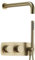 Brass Round Bathroom Concealed Shower System Kit,45CM Conceal (10-16 inch Water Effect) Rainfall Set with Cover Handheld Shower Head and Hot & Cold Mixer Valve,2 Functions Brushed Gold