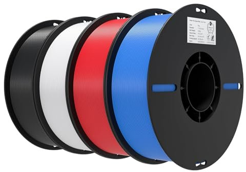 Creality Ender PLA Filament 1.75mm 4kg, 3D Drucker Filament PLA, Maßgenauigkeit +/-0,02mm Vakuumverpackung (4 x 1kg Spule, Weiß+Schwarz+Rot+Blau)