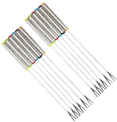 BEBEMOKO Fondue-gabeln Aus Edelstahl Cm Wärmeisolierende Griffe für Käse- und Schokoladenfondue 12 Stück