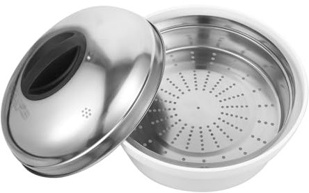 ABOOFAN Vaporiera Per Microonde Contenitore e Coperchio Adatta Per Pesce Verdure Ravioli e Riso Realizzata in Plastica e Acciaio Inossidabile Utensile Da Cucina Multiuso