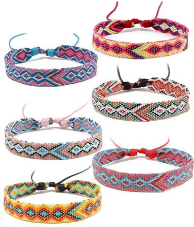 MOPZIJA 6 Stück Freundschaftsarmband,Gewebte Armbänder,stoffarmband, Handgefertigtes Geflochtenes Armband Verstellbar,Handgefertigt Freundschaftsarmbänder,Freundschaft Multi Farbe Unisex Armband