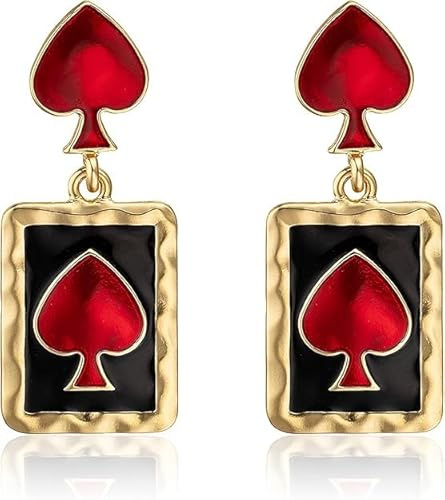 Spielkarten Ohrringe Damen, Queen of Hearts Accessoires Poker Ohrringe Valentinstag Schmuckgeschenk Ohrringe Spielkarten Kartenspiel Kostüm Accessoires Damen