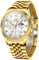 OLEVS Goldene Uhr Herren Edelstahl Business Kleid Herrenarmbanduhr mit Metallarmband Großes Analog Armbanduhr Herren Weiß Zifferblatt wasserdichte Herrenuhren Chronograph Leuchtend