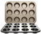 TTSTOIEE Stampo Muffin in Acciaio al carbonio12 (set di 2) - Teglia Muffin Per torte - Rivestimento Antiaderente, Facile da Pulire, Non Cuoce 35x26CM