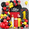 Cartoon 1st Birthday Party Decorations, Red Yellow Black Balloons Arch Kit, Gold Number 1 Balloon with Star Heart Foil Balloon for Kids Boys First Year Old Themed Birthday Supplies