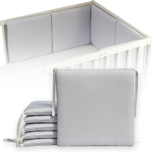 6 Stück weiche und atmungsaktive Polster, als Randpolsterung verwendet, mit Riemen, waschen. (Grau)