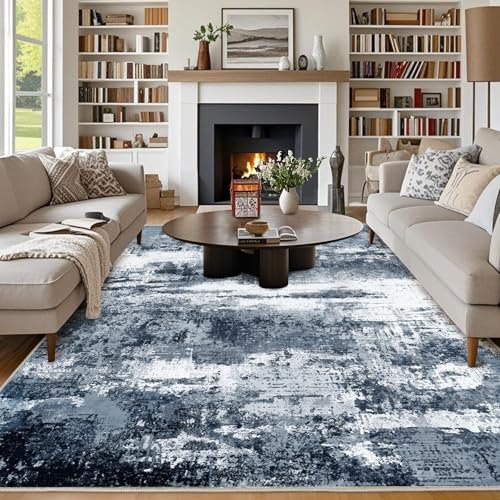 Chicnix Teppich Wohnzimmer, Großer Teppich 160x230 Waschbar Kurzflor rutschfest Weich, Moderner Abstraktem Muster Teppiche für Schlafzimmer Kinderzimmer Büro Esszimmer, Blau