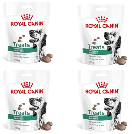Royal Canin Veterinary Satiety Weight Management Treats | 4er Pack | 4 x 230 g | Snacks für Erwachsene Hunde Aller Rassen | Wiederverschließbarer Beutel | Weniger als 3 Kalorien