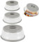 Splatter Guard Lot de 3 couvercles alimentaires pliables pour micro-ondes, couvercles ventilés pour aliments, sans BPA, TPR, passent au lave-vaisselle, gris, grands, moyens, petits
