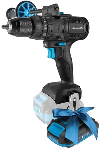 HÖGERT TECHNIK Bürstenloser Akku-Schlagbohrschrauber 18V, 100 Nm Drehmoment, 13 mm Bohrfutter, 23 Drehmomenteinstellungen, LED-Beleuchtung, Metallgetriebe + PROMO 2,0 Ah Akku