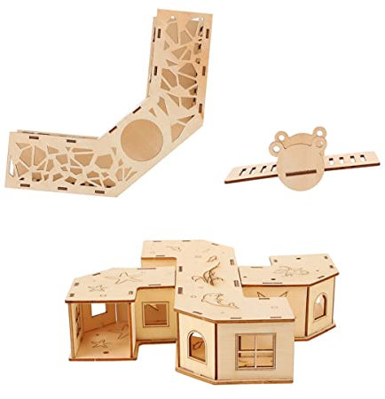 Toyvian Wooden Hamster Tunnel Maze Toy Pet Labyrinth Toy Seesaw for Small Pet Exercise in Play Tunnel