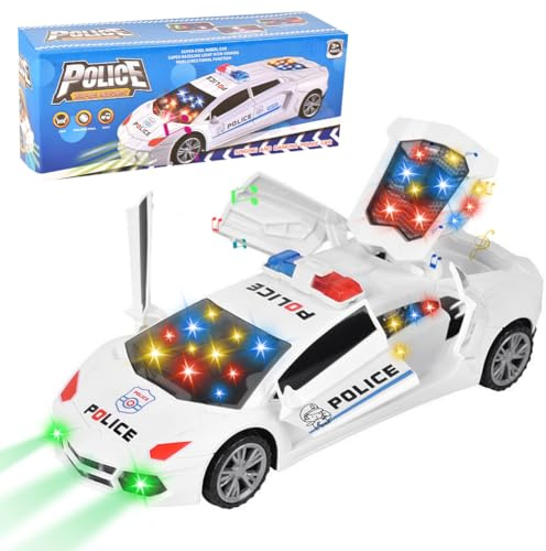 DASIAUTOEM Auto Spielzeug, Spielzeugauto für Kinder,Polizeiauto Kinder mit Lichter Automatisch Öffnende Türen,Spielzeug-Polizeiauto für Jungen Mädchen ab 3 Jahren Geburtstag(Batterien Nicht Enthalten)