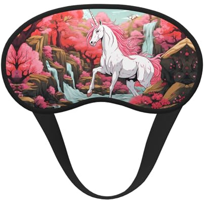 Schlafmaske mit Einhorn-Motiv, volle Abdeckung, Schlafmaske, entspannend, stressfrei, Nacht-Augenmaske, Rosa