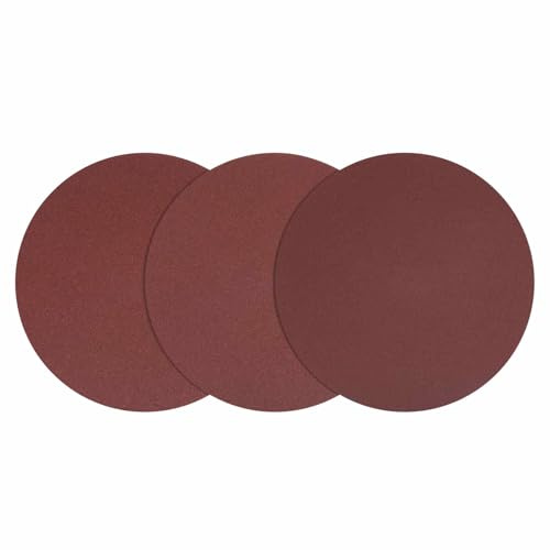DTGN 12In Hook and Loop Sanding Disc 3Pcs Red Aluminum Oxide | 60/80/120Grit Orbital Sander Pads Good for Wood Metal Stone Walls
