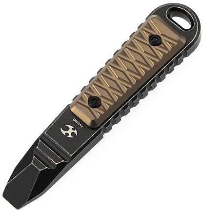 KANSEPT Kursor Mini Pry Bar, 3.49” Blackwash Anodized Titanium + Bronze Anodized with Tsukamaki Pattern Multitool, Pocket Cilp or Keychain for EDC, G015A4