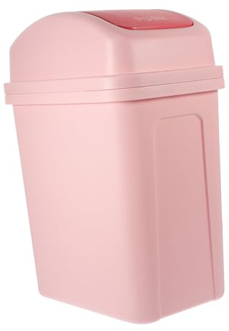 DOITOOL Petite Poubelle Bin à Couvercle Basculant, Grosse Capacité en Pp Rose, Design Fin et Stable Cuisine et Salle de Bain