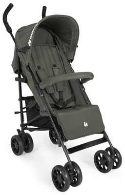 Hauck Fold N Care Olive - Leichter Regenschirm-Kinderwagen mit Regenschutz von 6 Monaten bis 22 kg, flach liegend, kompakt faltbar, Sonnendach UPF 50+, EVA-Räder, großer Korb, Reise-Kinderwagen
