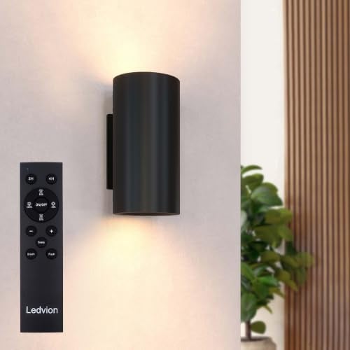 Ledvion LED Wandleuchte USB Aufladbar mit Fernbedienung Schwarz Kabellos | Für Einfahrt Gartenweg Terrasse oder Fassade geeignet und klar auf den Außeneinsatz ausgerichtet