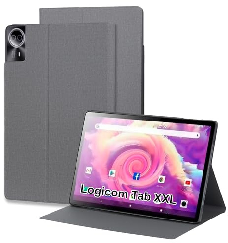 zZjoOoj Etui Coque Housse de Protection pour Logicom Tab XXL/TECLAST T70 14 Pouces, Ultra Mince Couvercle Léger Étui en Cuir PU Tablettes,Gris