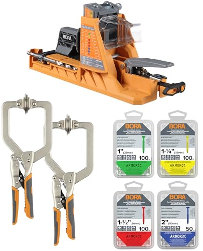 Bora Auto Jig Pocket Hole System Project Pack with 2 x 3-Inch Face Clamps (BR-G060201) and 350-Piece Screw Set BR-A170205