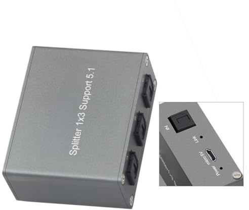FACAIIO Digital SPDIF Audio Splitter 1x3 Optischer Adapter TV Receiver Dolby AC3 für DTS LPCM und Play Grau