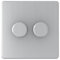 UEP Screwless Brushed Chrome 2 Gang LED Leading Edge Dimmer Switch