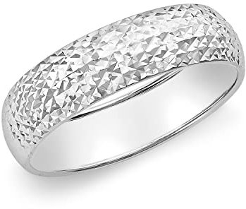 CARISSIMA Anillo de oro blanco de 9 quilates con corte de diamante de 5 mm, Large, Oro de 9 quilates