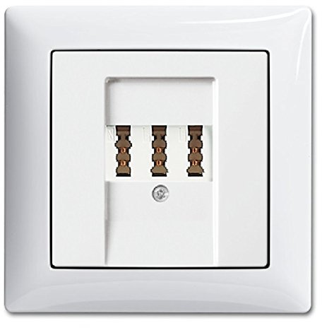 Busch Jäger Komplett-Set, RUTENBECK TAE-Anschlussdose 3x6 NFN, 1-Fach Rahmen, TAE Abdeckung, Busch-balance SI