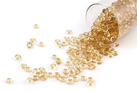 Creativery ca.100g Beutel Tautropfen ca. Ø 7 mm Raindrops Kristalltau Deko Streudeko Granulat Dekogranulat transparent (Gold 687)