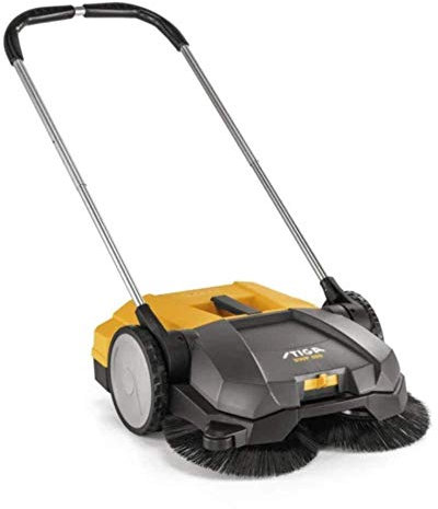 STIGA SWP 355 Spazzatrici da esterno a spinta - Larghezza di pulizia 55 cm, spazzole doppie da 30 cm, contenitore rifiuti da 20 l, altezza regolabile, ideale per superfici dure e aree fino a 1600 m²