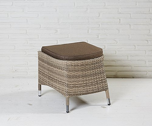La Casa di Caesar Dining Hocker Natur Geflecht Turin Fußhocker Beistellhocker Fußbank Polyrattan