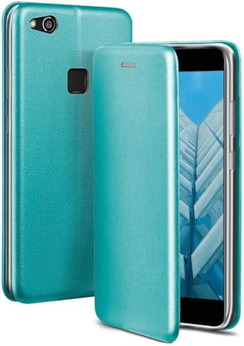ONEFLOW Business Case für Huawei P10 Lite Handyhülle klappbar mit Standfunktion, Klapphülle Flipcase Cover Dünn, PU Leder Hülle mit Kartenfach, 360 Grad Schutzhülle, Mint Blau