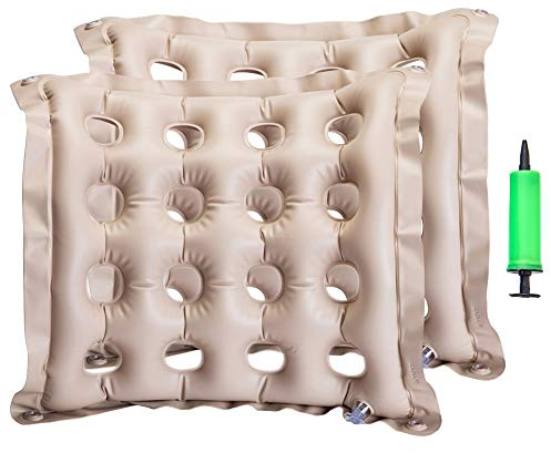 Inflatable Seat Cushion Portable Chair Cushion for Office Wheelchair Travel Cars Airplanes Coccyx Tailbone Sciatica Ideal for Daily Use Prolonged Sitting Relief, 2Pack Khaki