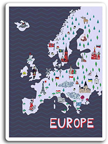 DestinationVinyl 2 x 10 cm Europa Karte Vinyl-Aufkleber - UK Frankreich GB Aufkleber Laptop Gepäck # 17013 (10 cm groß)