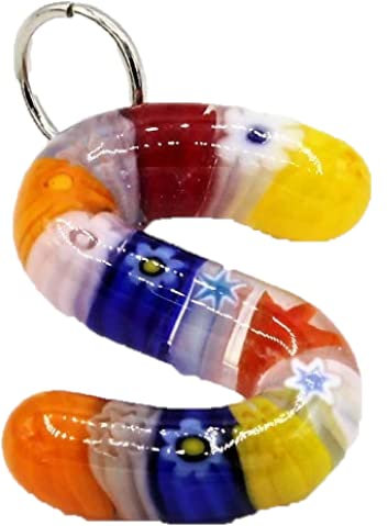 LE GEMME DI VENEZIA 1 letras iniciales con colgante murrina Millefiori de cristal murano, fabricado en Italia, Cristal de Murano,Cristal Murano