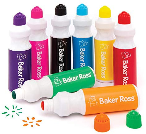 Baker Ross Marqueurs de Peinture géants (Lot de 8) - Peinture à séchage Rapide. Parfaits pour Les Petites Mains et Les Loisirs créatifs pour Enfants.