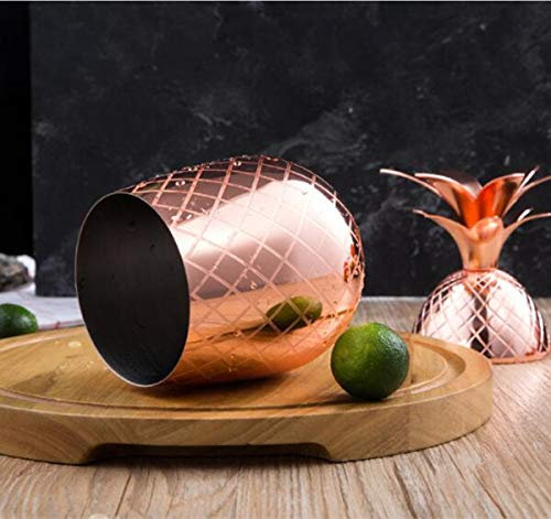 Ananas-Tasse, Cocktailbecher, Becher, Kelch, Tasse, Bar, Basteln, Edelstahl, 500 ml, mit Strohhalm (Roségold)